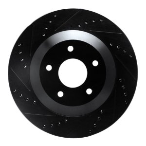 Cadillac XLR Brake Rotor (1) - Right Front - R1 Concepts - Drilled & Slotted - Black - `97-`09